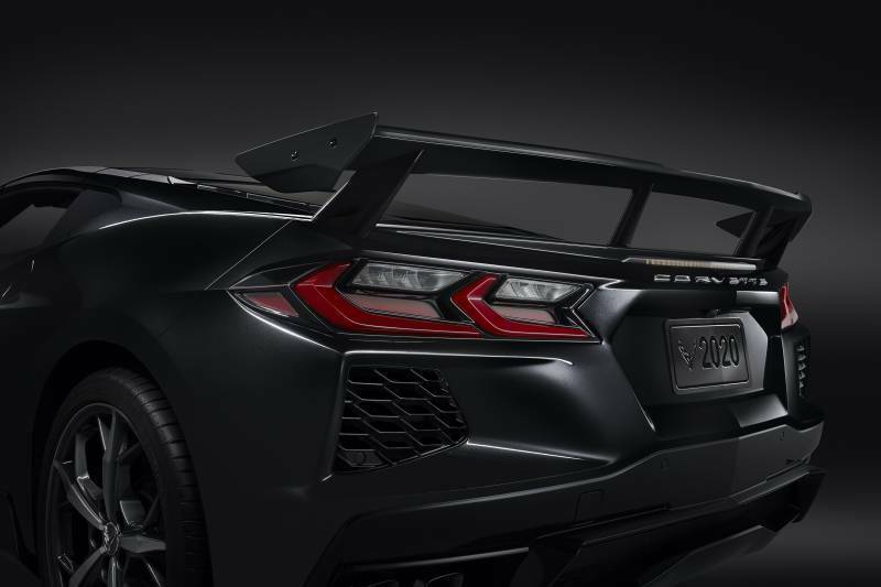 C8 Corvette 2020 + GM OEM Accessory, C8 High Wing Spoiler Kit  in Gloss Black